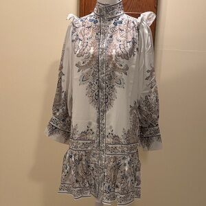 NWT Floral Blue and Cream Dress - Large